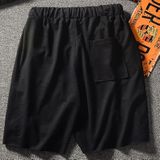 Mens Shorts Straight Casual Sports Pants Loose Solid Color Stretch Five-point Pants (Color:Black Size:XXL)