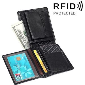 8020 Horizontal Retro Crazy Horse Texture Leather Anti-magnetic RFID Wallet Clutch Bag for Men  with Card Slots(Black)