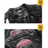Autumn and Winter Letters Embroidery Pattern Tight-fitting Motorcycle Leather Jacket for Men (Color:Red Size:L)