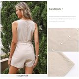 Vrouwen Solid Color Cotton Lace-up Vest Type Jumpsuit (kleur: Abrikoos Maat: S)