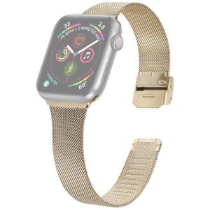 For Apple Watch Series 6 & SE & 5 & 4 44mm / 3 & 2 & 1 42mm Milanese Stainless Steel Watchband(Vintage Gold)