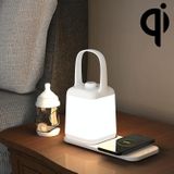 LED Smart Bedside Night Light Portable Lantern with Wireless Charging Function (White)