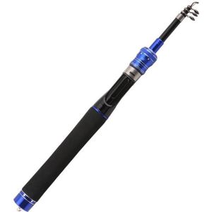 Telescopic Lure Rod Mini Fishing Rod Portable Fishing Tackle  Length: 2.4m(Blue Straight Handle)
