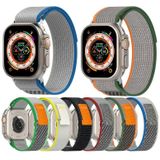 Dubbele kleur nylon klittenband horlogeband voor Apple Watch Series 8&7 45mm / SE 2&6&SE&5&4 44mm / 3&2&1 42mm(Rood+Wit)