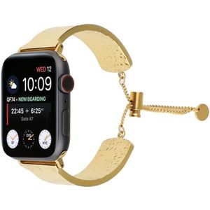 Simple 316 Stainless Steel Embossed Bracelet Watchband for Apple Watch Series 5 & 4 44mm / 3 & 2 & 1 42mm(Gold)