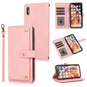 PU + TPU horizontale flip lederen geval met houder en kaartsleuf & portemonnee & lanyard voor iPhone XS Max (roze)