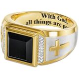 5 PCS 18K Gold Cross Ring Thorns Crown Diamond Ring For Men  Size: 7