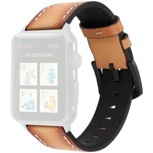 Retro Head-layer Cowhide Genuine Leather Watchband For Apple Watch Series 6 & SE & 5 & 4 44mm / 3 & 2 & 1 42mm(Light Brown)