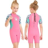 DIVE & SAIL M150656K Children Diving Suit 2.5mm One-piece Warm Swimsuit Short-sleeved Cold-proof Snorkeling Surfing Anti-jellyfish Suit  Size: XL(Pink)