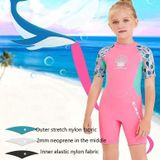 DIVE & SAIL M150656K Children Diving Suit 2.5mm One-piece Warm Swimsuit Short-sleeved Cold-proof Snorkeling Surfing Anti-jellyfish Suit  Size: XL(Pink)