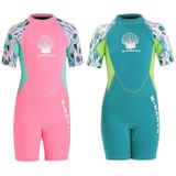 DIVE & SAIL M150656K Children Diving Suit 2.5mm One-piece Warm Swimsuit Short-sleeved Cold-proof Snorkeling Surfing Anti-jellyfish Suit  Size: XL(Pink)