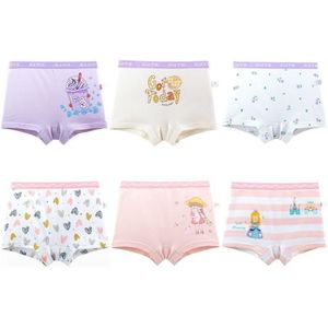 6 stks/set kinderen hoge elastische cartoon bedrukte katoenen boxershorts  maat: M (T-6615 meisjes)