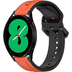 Voor Samsung Galaxy Watch 4 44 mm 20 mm bolle lus tweekleurige siliconen horlogeband (oranje + zwart)