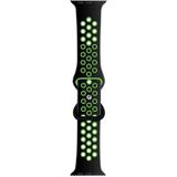 Butterfly Buckle Dual-tone Liquid Silicone Replacement Watchband For Apple Watch Series 6 & SE & 5 & 4 40mm / 3 & 2 & 1 38mm(Black+Green)