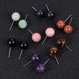 5 paren diy eenvoudige ronde natuurlijke agaat steen vrouwen all-match stud oorbellen (tijger eye stone)