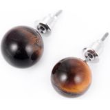 5 paren diy eenvoudige ronde natuurlijke agaat steen vrouwen all-match stud oorbellen (tijger eye stone)