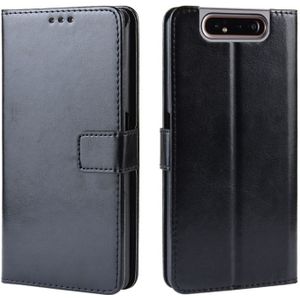 Retro Crazy Horse Texture Horizontal Flip Leather Case for Galaxy A80 / A90  with Holder & Card Slots & Photo Frame(Black)