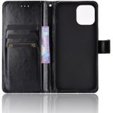 Crazy Horse Texture Horizontal Flip Leather Case with Holder & Card Slots & Lanyard For iPhone 13 mini(Black)