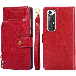 Zipper Bag PU + TPU Horizontal Flip Leather Case with Holder & Card Slot & Wallet & Lanyard For Xiaomi Redmi Note 10S(Red)