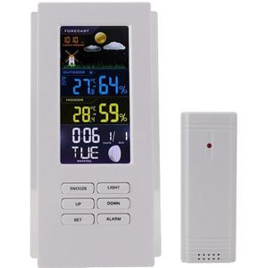 Wireless Colorful Screen Indoor And Outdoor Temperature Humidity Meter Barometer Smart Digital Electronic Clock With Backlight(TS-74-W-US)