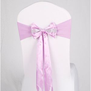 For Wedding Events Party Ceremony Banquet Christmas Decoration Chair Sash Bow Elastic Chair Ribbon Back Tie Bands Chair Sashes(Light Purple)
