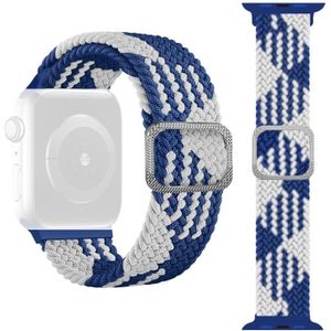Buckle Braided Elastic Strap Watchband For Apple Watch Series 6 & SE & & 5 & 4 40mm / 3 & 2 & 1 38mm(Blue White)