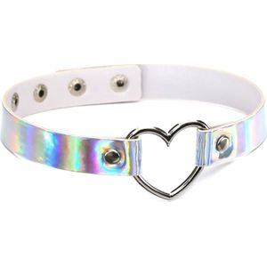 2 PCS European and American Harajuku Laser Heart Shape Collar Glowing Choker Necklace  Random Color Delivery