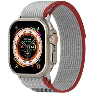 Dubbele kleur nylon klittenband horlogeband voor Apple Watch Ultra 49 mm (rood + wit)