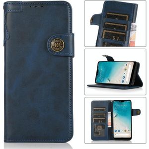 For Motorola Moto G50 KHAZNEH Dual-Splicing Cowhide Texture Horizontal Flip Leather Case with Holder & Card Slots & Wallet & Lanyard(Blue)