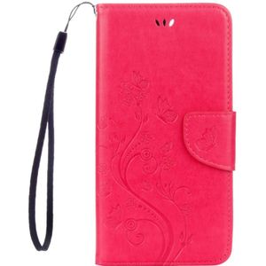 For iPhone 8 Plus & 7 Plus  Flowers Embossing Horizontal Flip Leather Case with Holder & Card Slots & Wallet & Lanyard(Magenta)