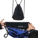 Mermaid Glittering Sequin Drawstring Sports Backpack Shoulder Bag(Bright Black)