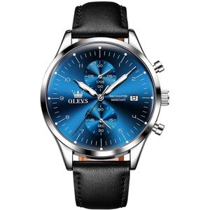 OLEVS 2880 heren multifunctioneel zakelijk waterdicht lederen band quartz horloge