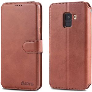 For Galaxy A8 2018 AZNS Calf Texture Magnetic Horizontal Flip PU Leather Case with Holder & Card Slots & Photo Frame(Brown)