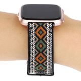 For Fitbit Versa Ethnic Style Genuine Leather Strap(Retro)
