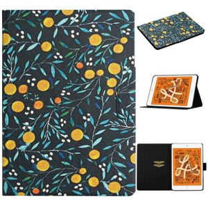 For iPad Mini 2019 Flower Pattern Horizontal Flip Leather Case with Card Slots & Holder(Yellow Fruit)