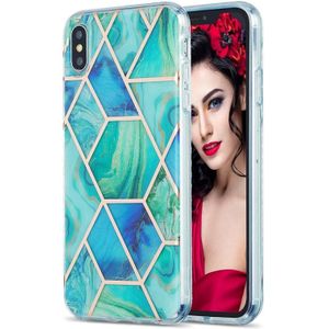 3D Electroplating Marble Pattern TPU Protective Case For iPhone XS Max(Green Blue)