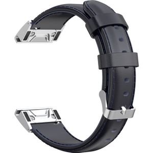 For Garmin Fenix 6 Oil wax Calfskin Quick Release Strap(Navy Blue)