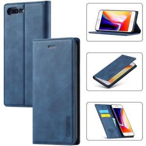 LC.IMEEKE Strong Magnetism Ultra-thin Horizontal Flip Shockproof Matte TPU + PU Leather Case with Holder & Card Slots & Wallet For iPhone 8 Plus / 7 Plus(Blue)