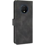 For OnePlus 7T Solid Color Skin Feel Magnetic Buckle Horizontal Flip Calf Texture PU Leather Case with Holder & Card Slots & Wallet(Black)