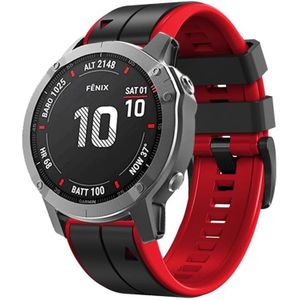 Voor Garmin Fenix 3 22mm siliconen sport tweekleurige horlogeband (zwart + rood)
