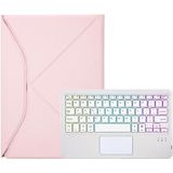 Z102B-AS Pen Slot Touchpad Backlight Bluetooth Toetsenbord Lederen Tablet Case Voor iPad 10.2 2021/2020/2019 (Roze)