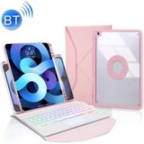 Z102B-AS Pen Slot Touchpad Backlight Bluetooth Toetsenbord Lederen Tablet Case Voor iPad 10.2 2021/2020/2019 (Roze)