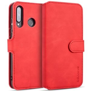 DG.MING Retro Oil Side Horizontal Flip Case with Holder & Card Slots & Wallet for Huawei P30 Lite(Red)