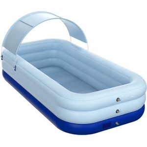 PVC Shade Wireless Automatic Inflatable Swimming Pool Household Children Swimming Pool Large Outdoor Plastic Pool with Shed  Size:2.6m(Blue)