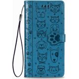 For Huawei P Smart Z / Y9 Prime2019 Cute Cat and Dog Embossed Horizontal Flip PU Leather Case with Holder / Card Slot / Wallet / Lanyard(Blue)