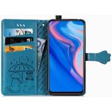 For Huawei P Smart Z / Y9 Prime2019 Cute Cat and Dog Embossed Horizontal Flip PU Leather Case with Holder / Card Slot / Wallet / Lanyard(Blue)