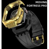 oppervlakte nagel roestvrij stalen behuizing TPU horlogeband voor Apple Watch SE 2 &6 &SE &5 &4 44mm (galvaniseren goud)