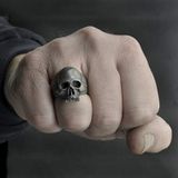 C56213 2 stks Punk Vintage Skull Ring Horror Skull Ring Mannen Gift  Maat: 7 (Tin-kleur)
