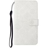 For Samsung Galaxy A70 Ethnic Style Embossed Pattern Horizontal Flip Leather Case with Holder & Card Slots & Wallet & Lanyard(White)