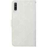 For Samsung Galaxy A70 Ethnic Style Embossed Pattern Horizontal Flip Leather Case with Holder & Card Slots & Wallet & Lanyard(White)